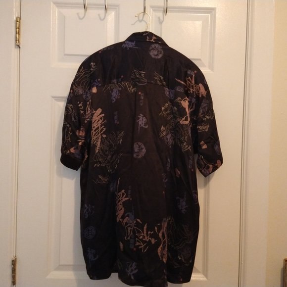 Men's/Unisex Black Silk Shirt - Picture 3 of 7